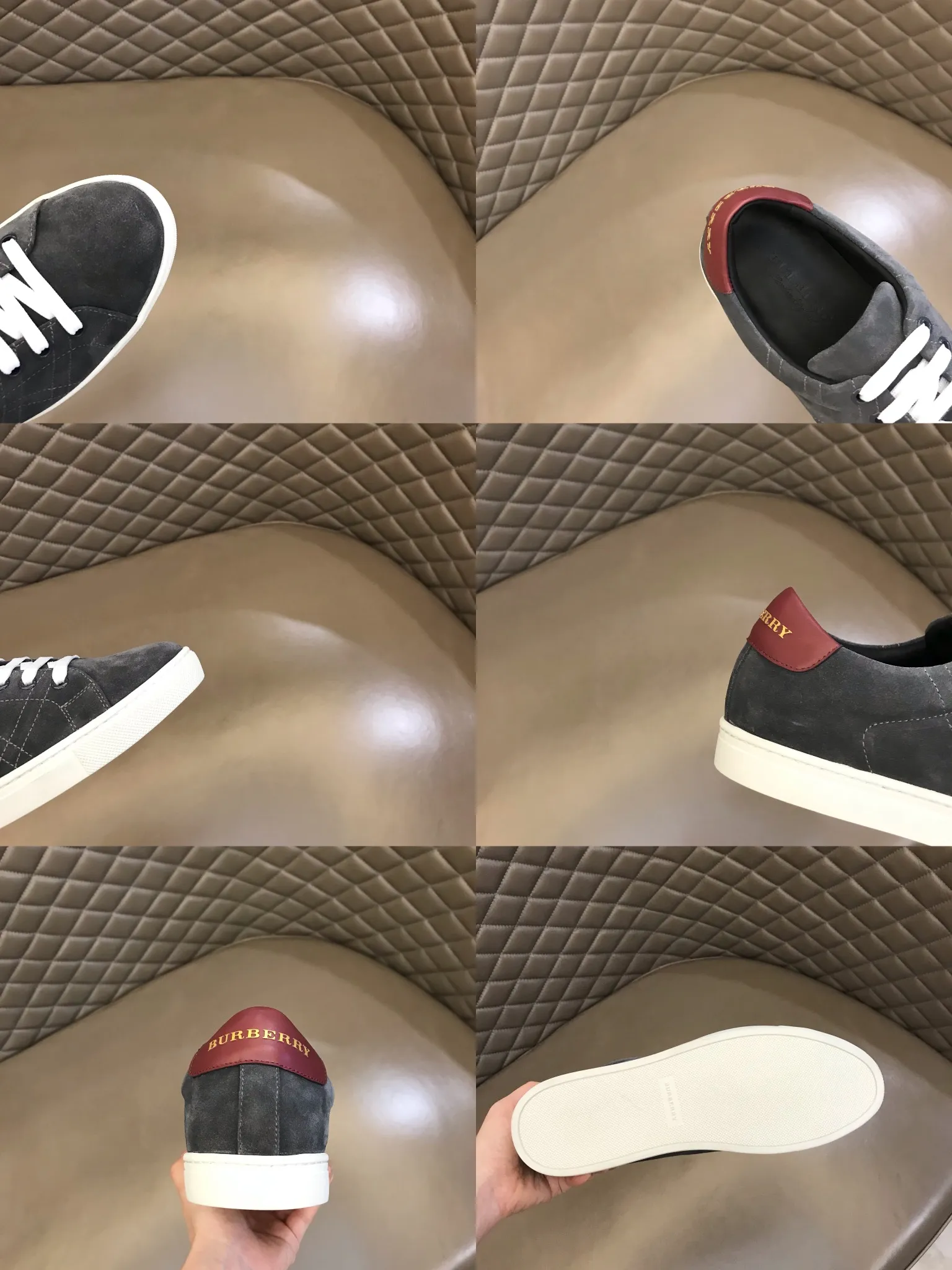 ◾️¥380 B’s men’s classic low-top sneakers are reinterpreted in Vintage plaid cotton and cowhide materials, and decorated with a new brand logo. First-grain cowhide lining, embossed Burberry lettering logo on the heel, original outsole! 38-45